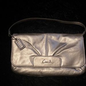 Authentic Silver COACH mini bag.